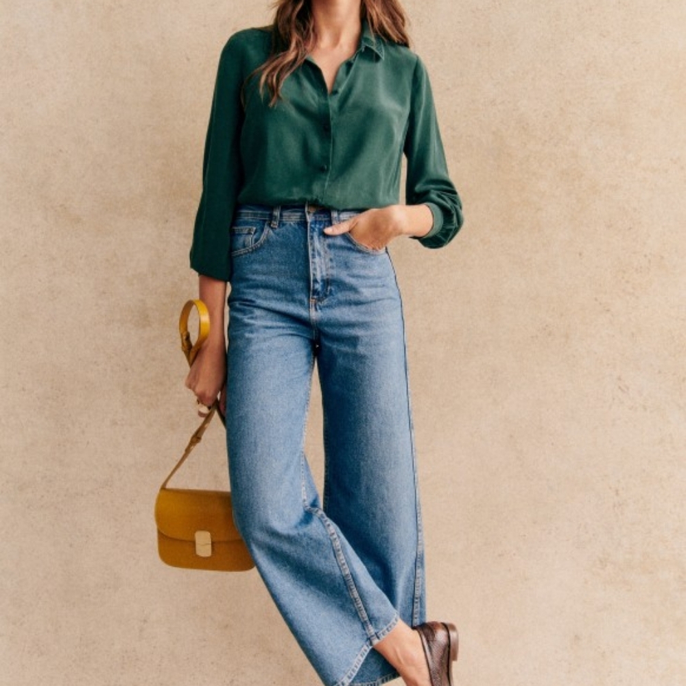 Sezane Le Crop Denim Blue Jeans
